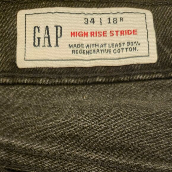 Excellent Used GAP High Rise Stride Wide-Leg Jeans Size 34/18R Distressed Black - Picture 2 of 4